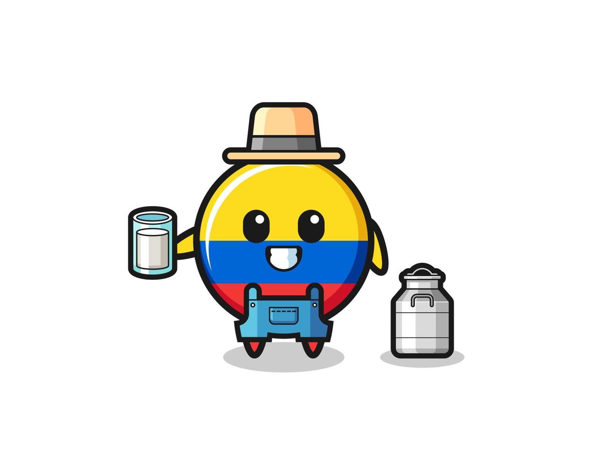 colombia flag cartoon as the dairy farmer vector