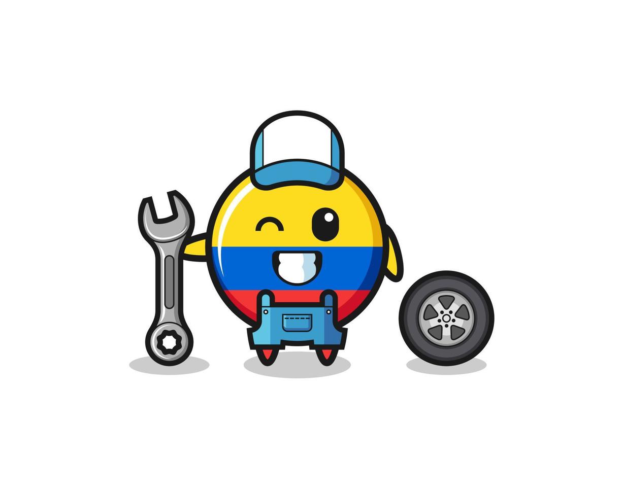 the colombia flag character as a mechanic mascot vector