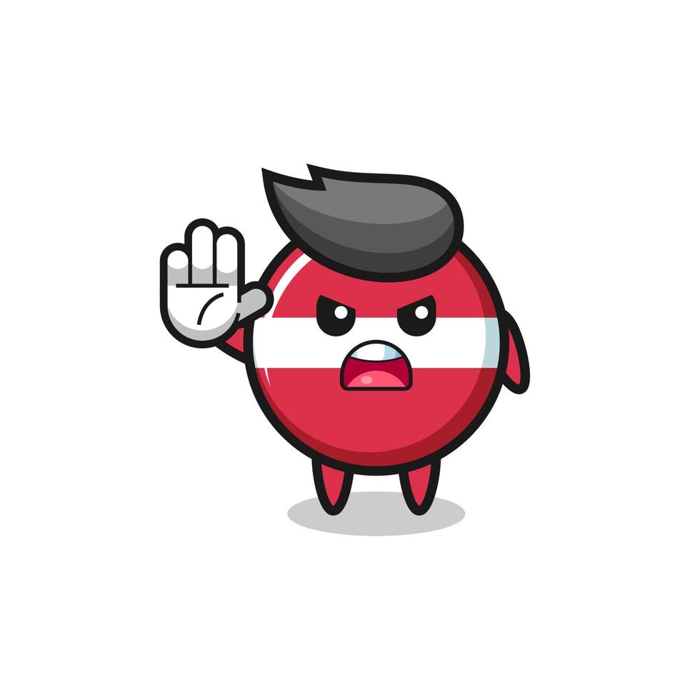 latvia flag character doing stop gesture vector