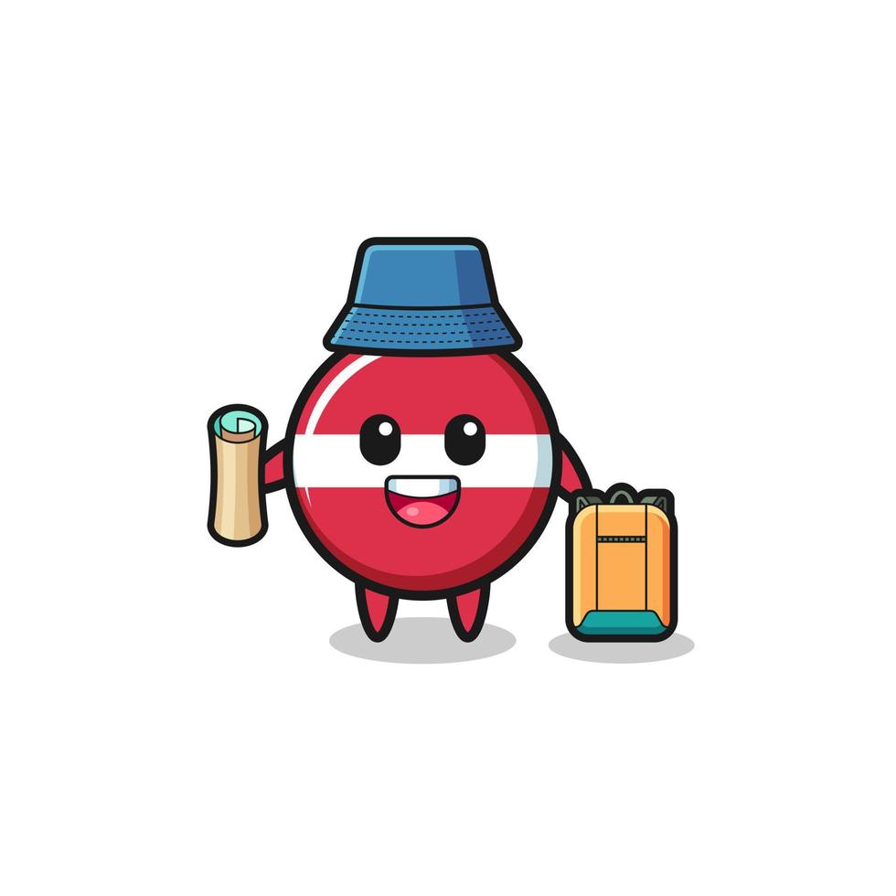 latvia flag mascot character as hiker vector