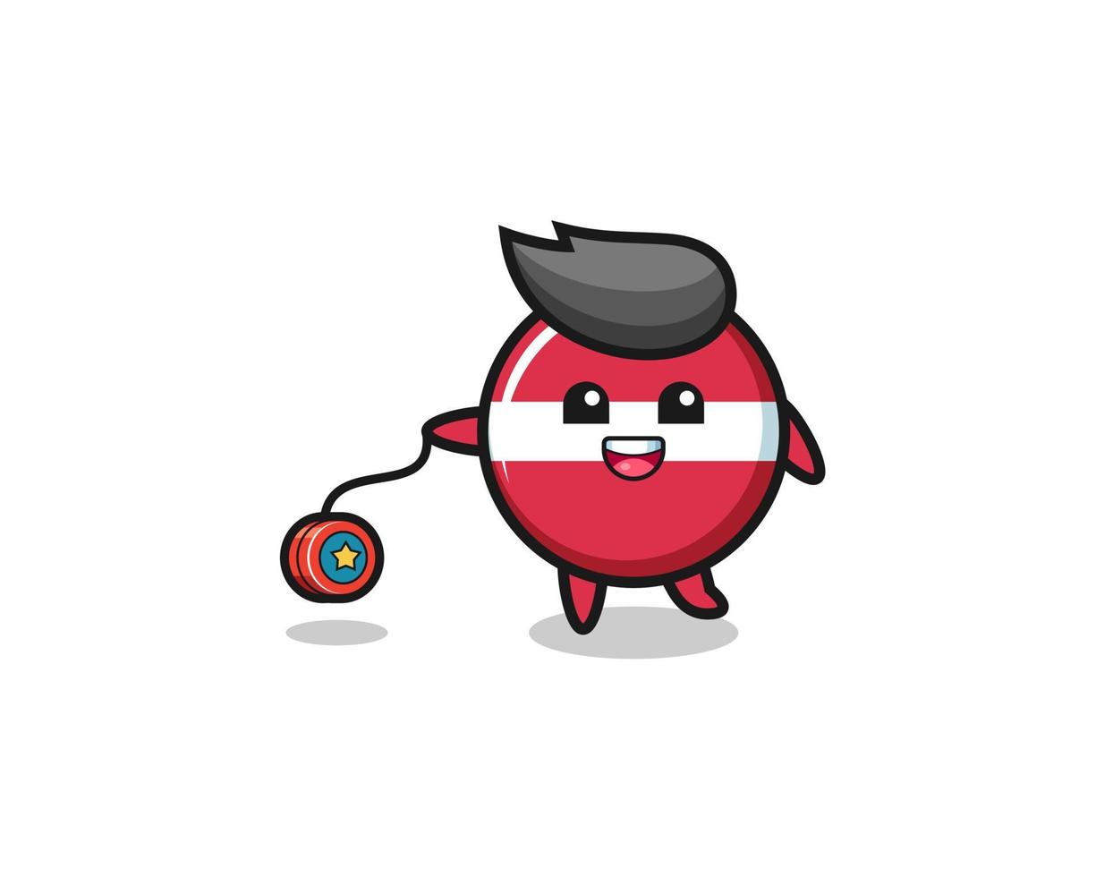 cartoon of cute latvia flag playing a yoyo vector