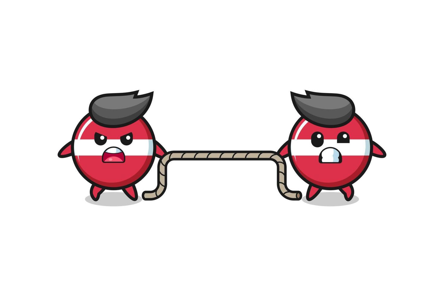 cute latvia flag character is playing tug of war game vector