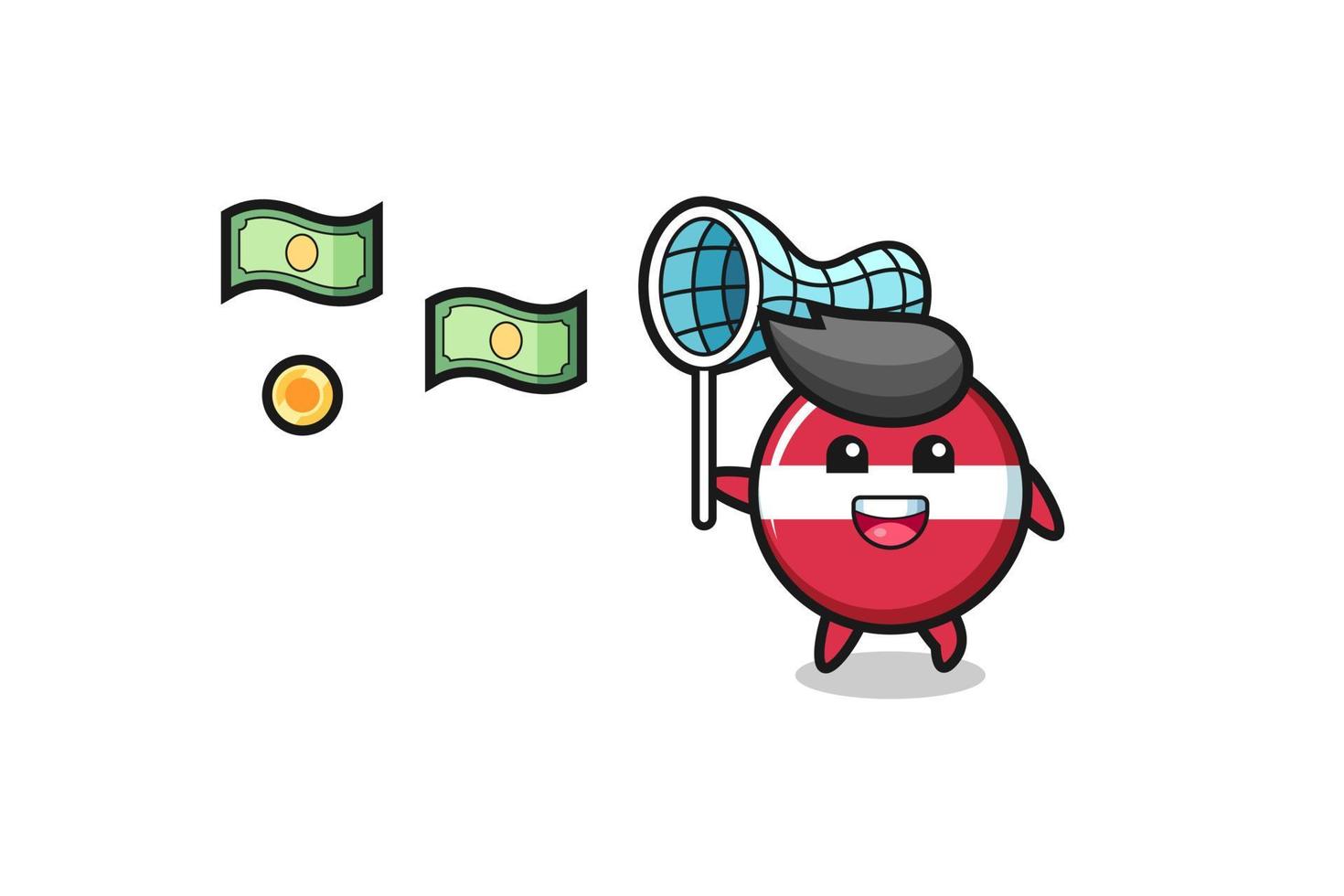 illustration of the latvia flag catching flying money vector