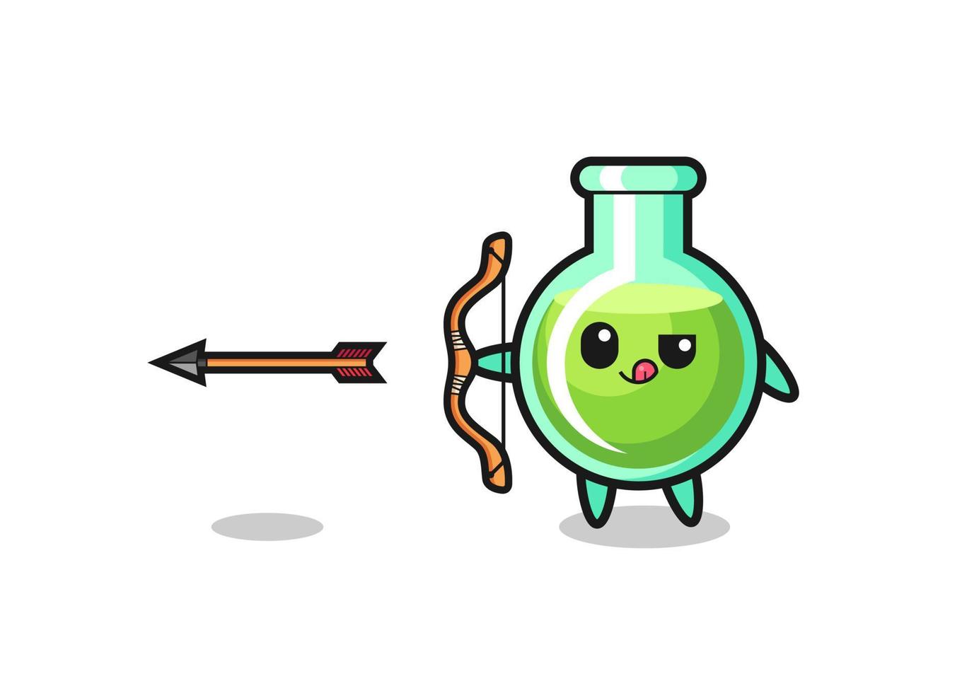 illustration of lab beakers character doing archery vector