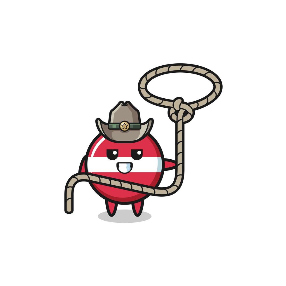 the latvia flag cowboy with lasso rope vector