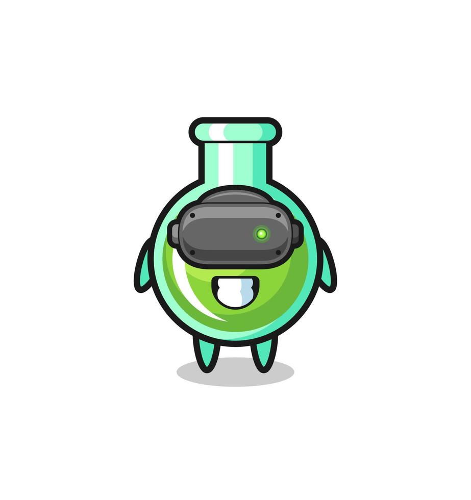 cute lab beakers using VR headset vector