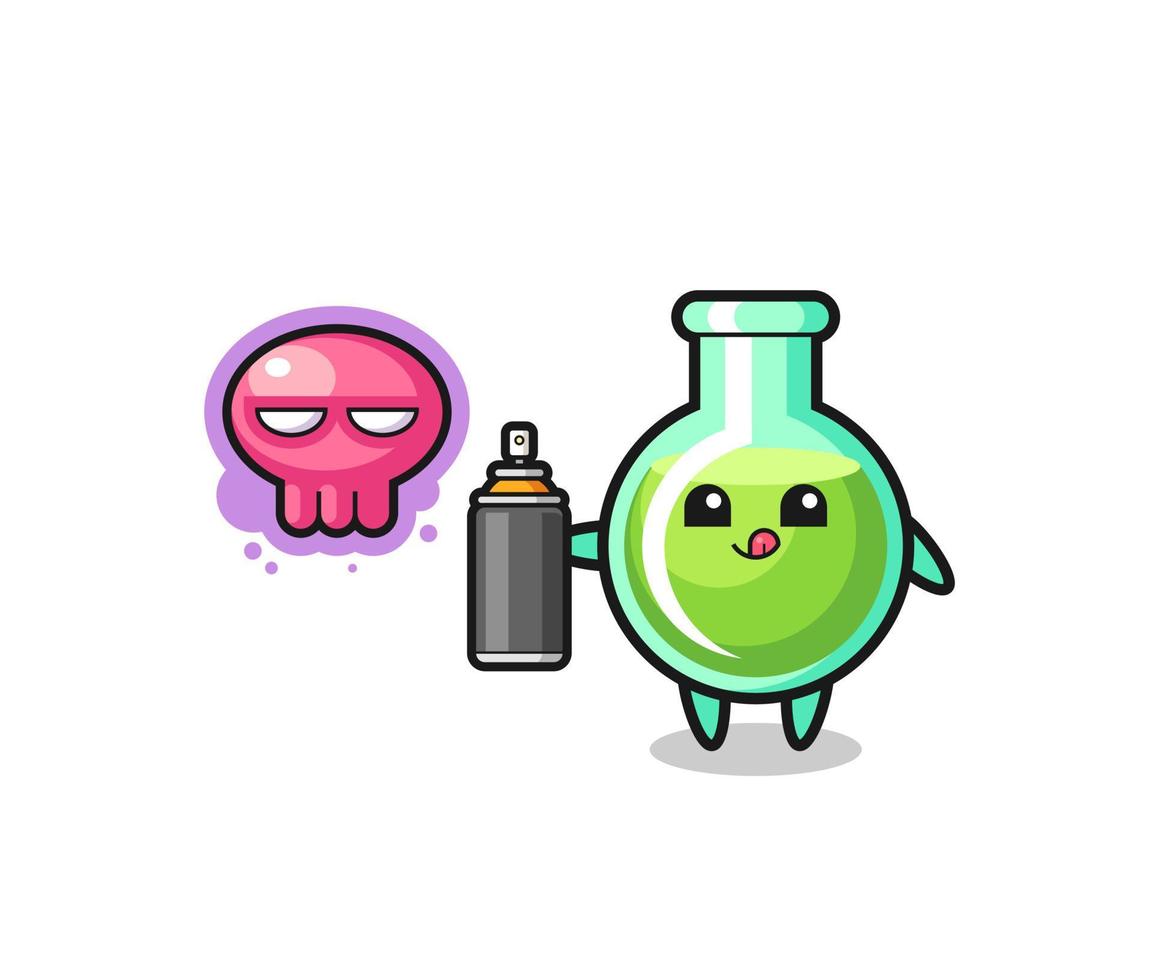 lab beakers cartoon make a graffiti with a spray paint vector