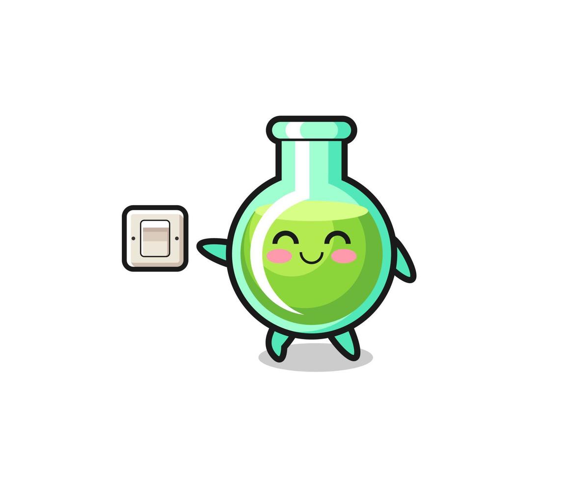 cartoon lab beakers is turning off light vector