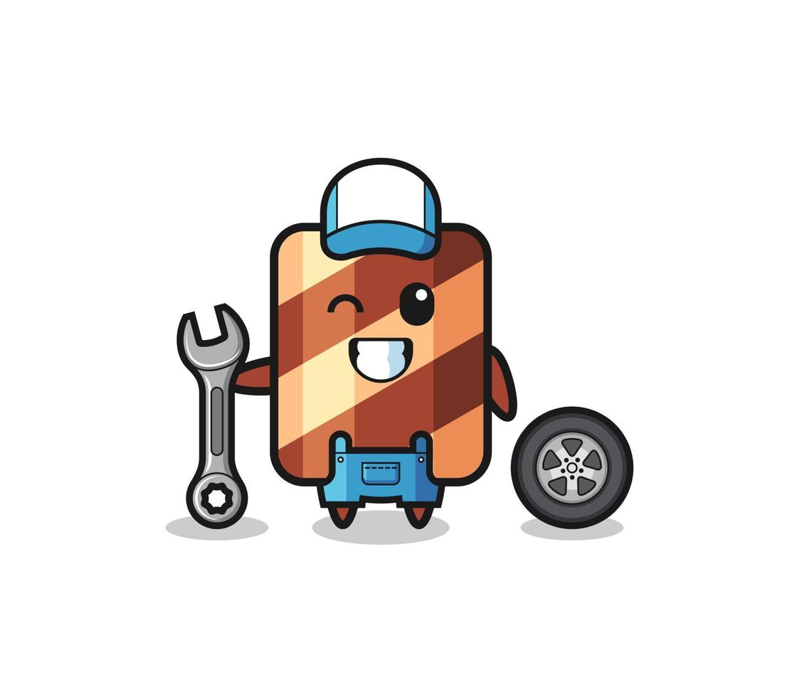 the wafer roll character as a mechanic mascot vector