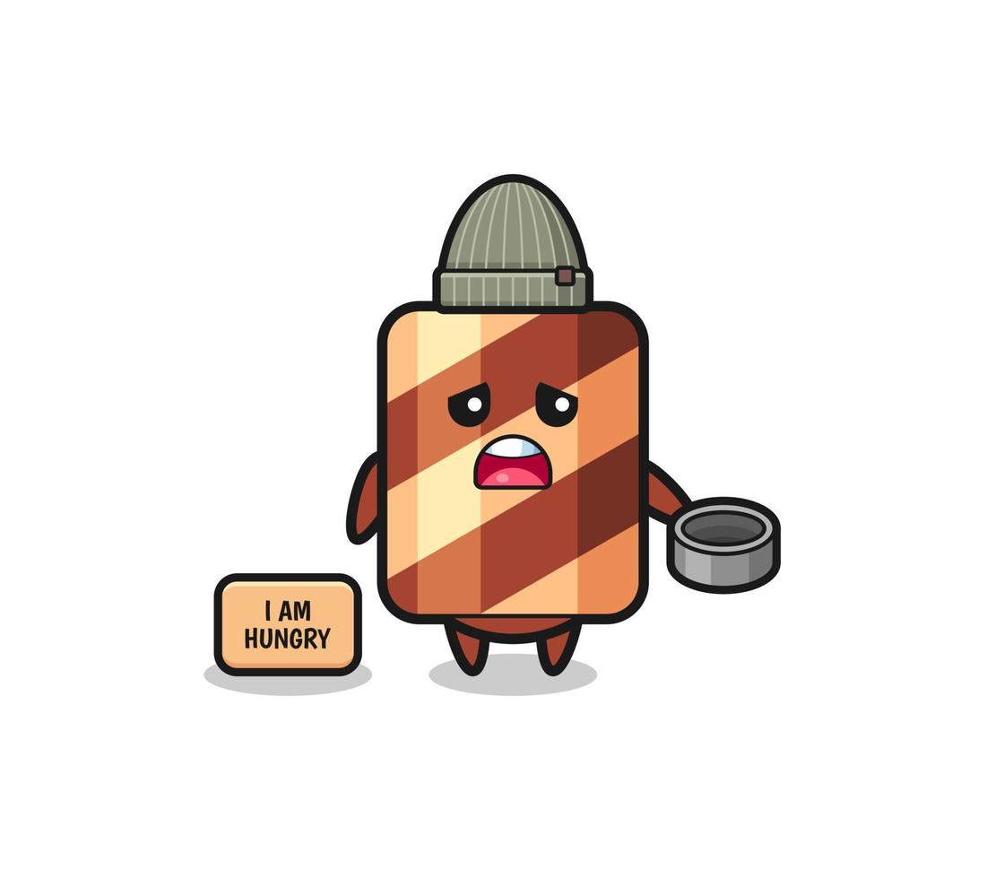 cute wafer roll beggar cartoon character vector