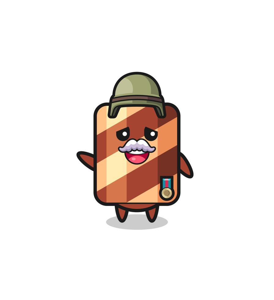 cute wafer roll as veteran cartoon vector