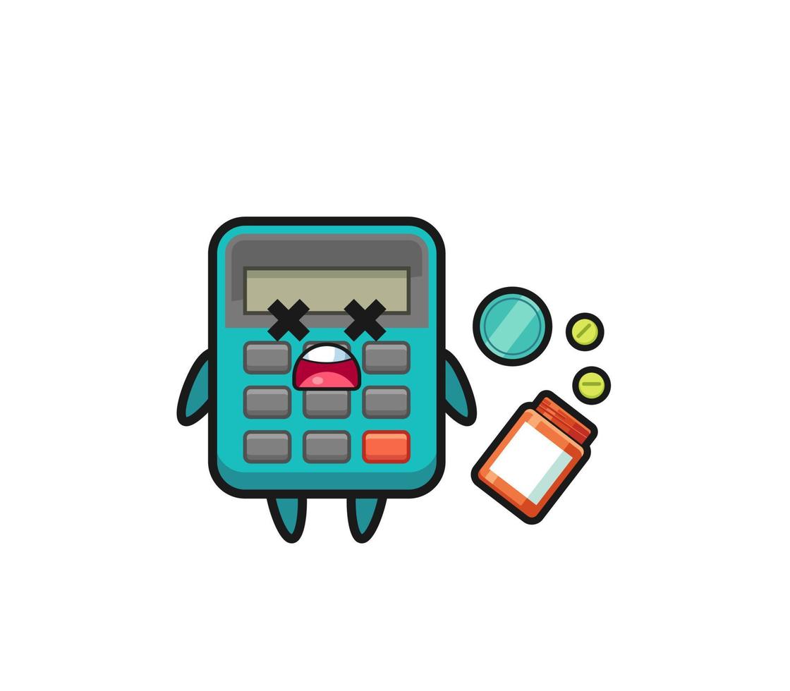 Ilustración del personaje de calculadora de sobredosis. vector