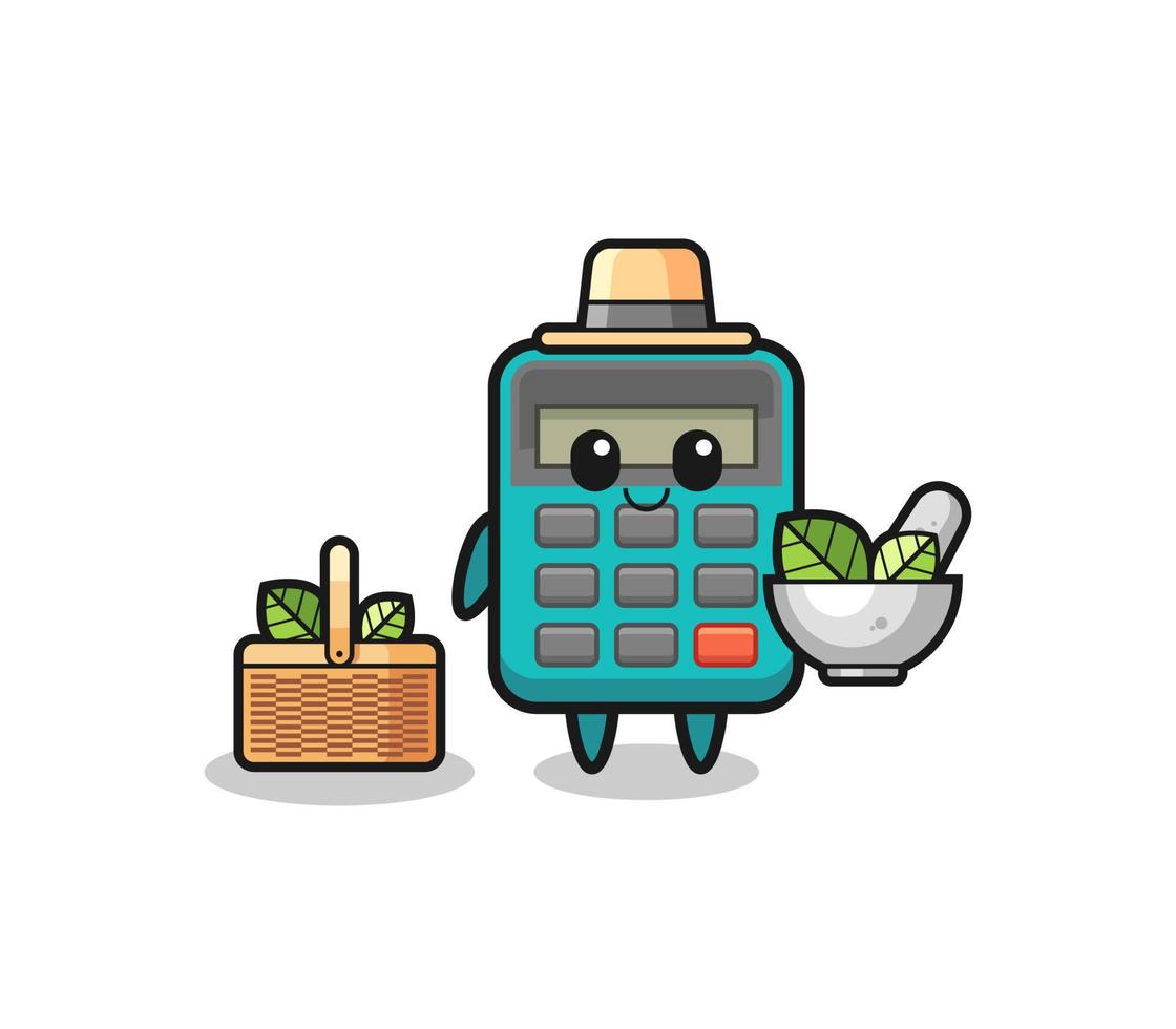calculator herbalist cute cartoon vector
