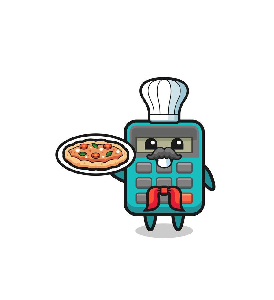 calculator character as Italian chef mascot vector