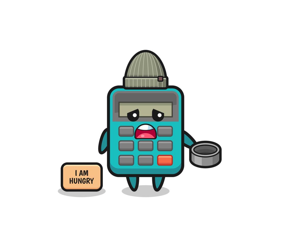 cute calculator beggar cartoon character vector