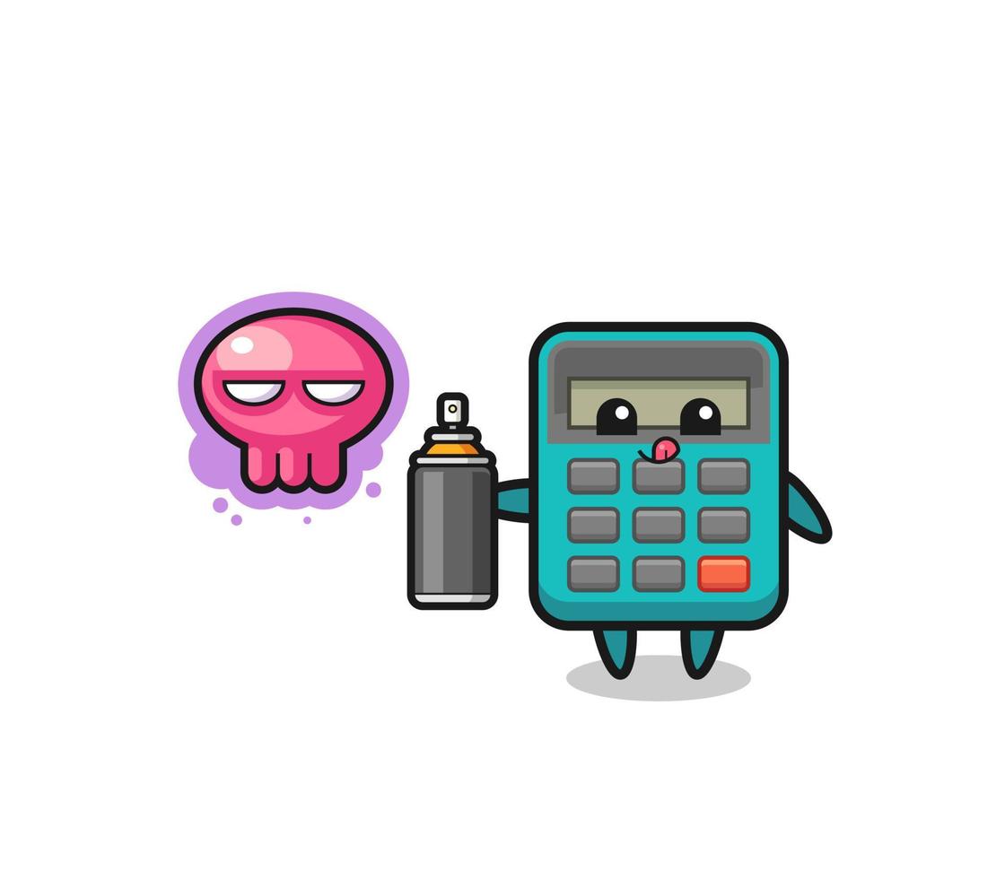 calculator cartoon make a graffiti with a spray paint vector