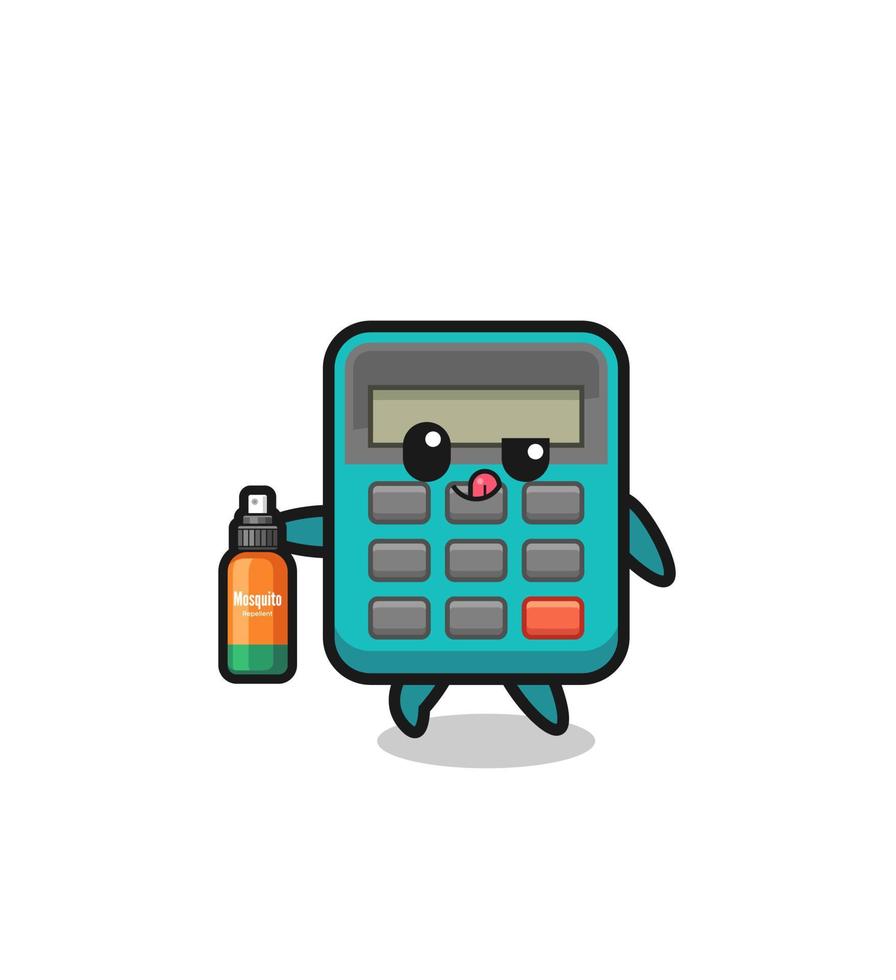 cute calculator holding mosquito repellent vector