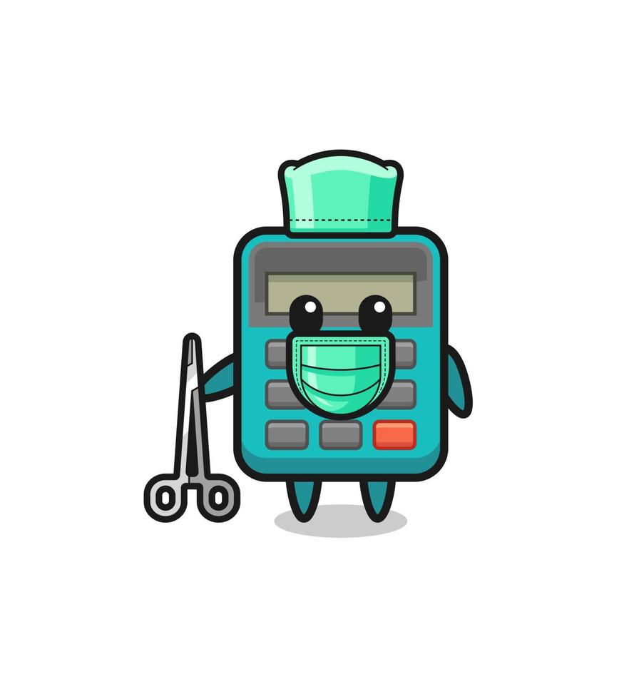 surgeon calculator mascot character vector