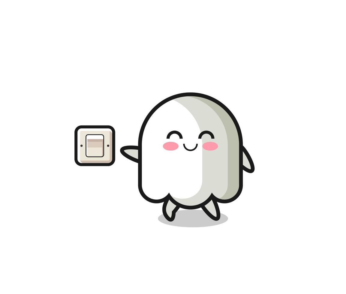 cartoon ghost is turning off light vector