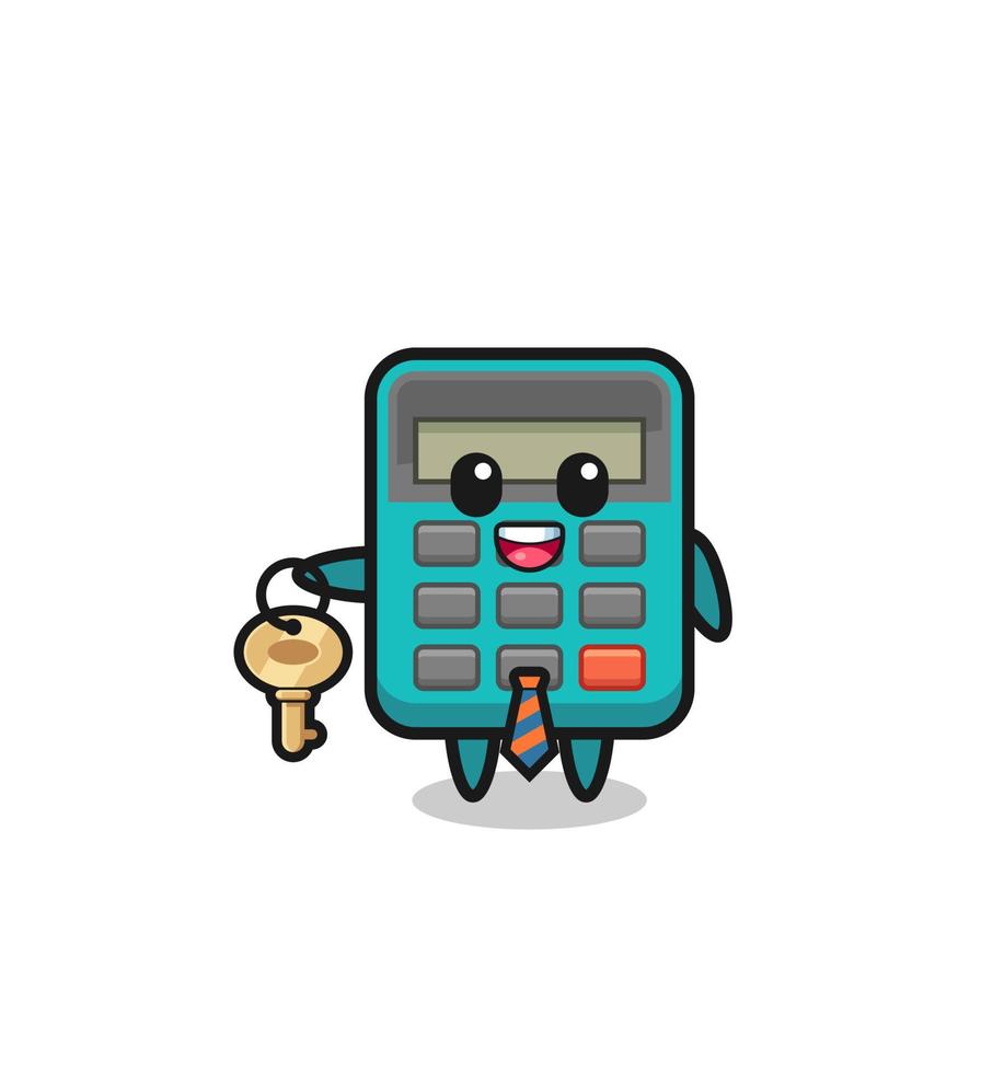 cute calculator as a real estate agent mascot vector