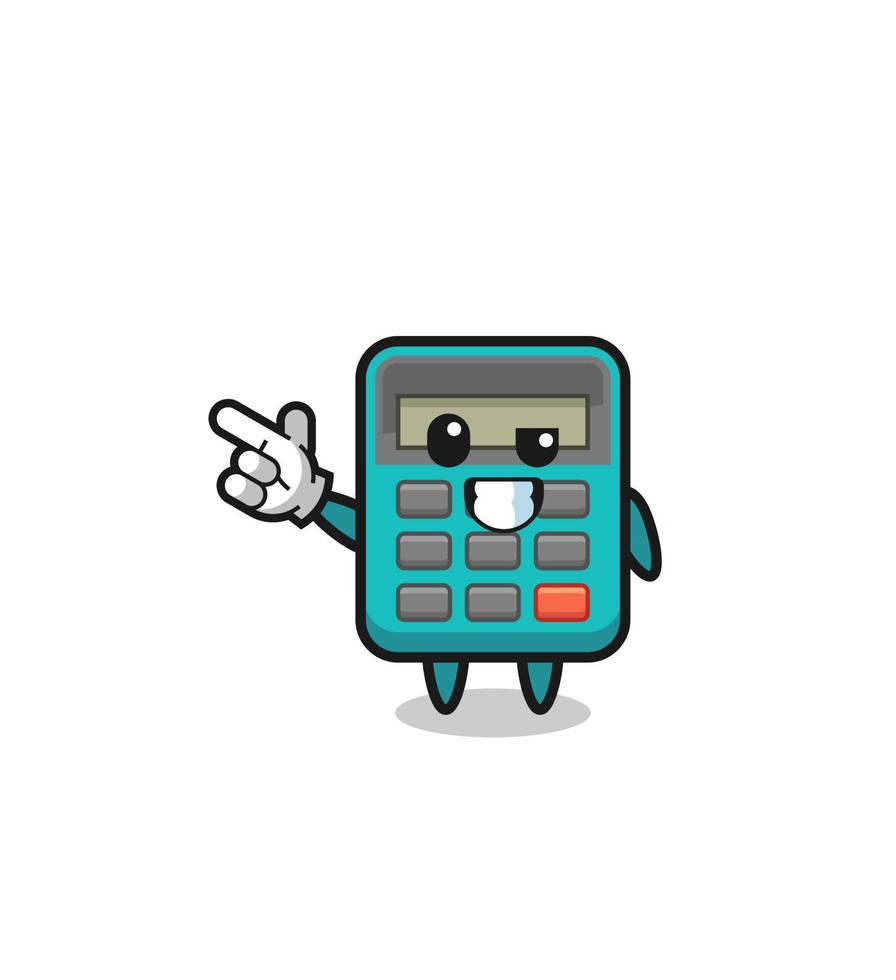 calculator mascot pointing top left vector