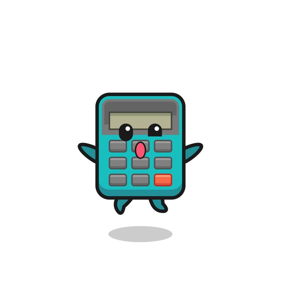 calculator character is jumping gesture vector