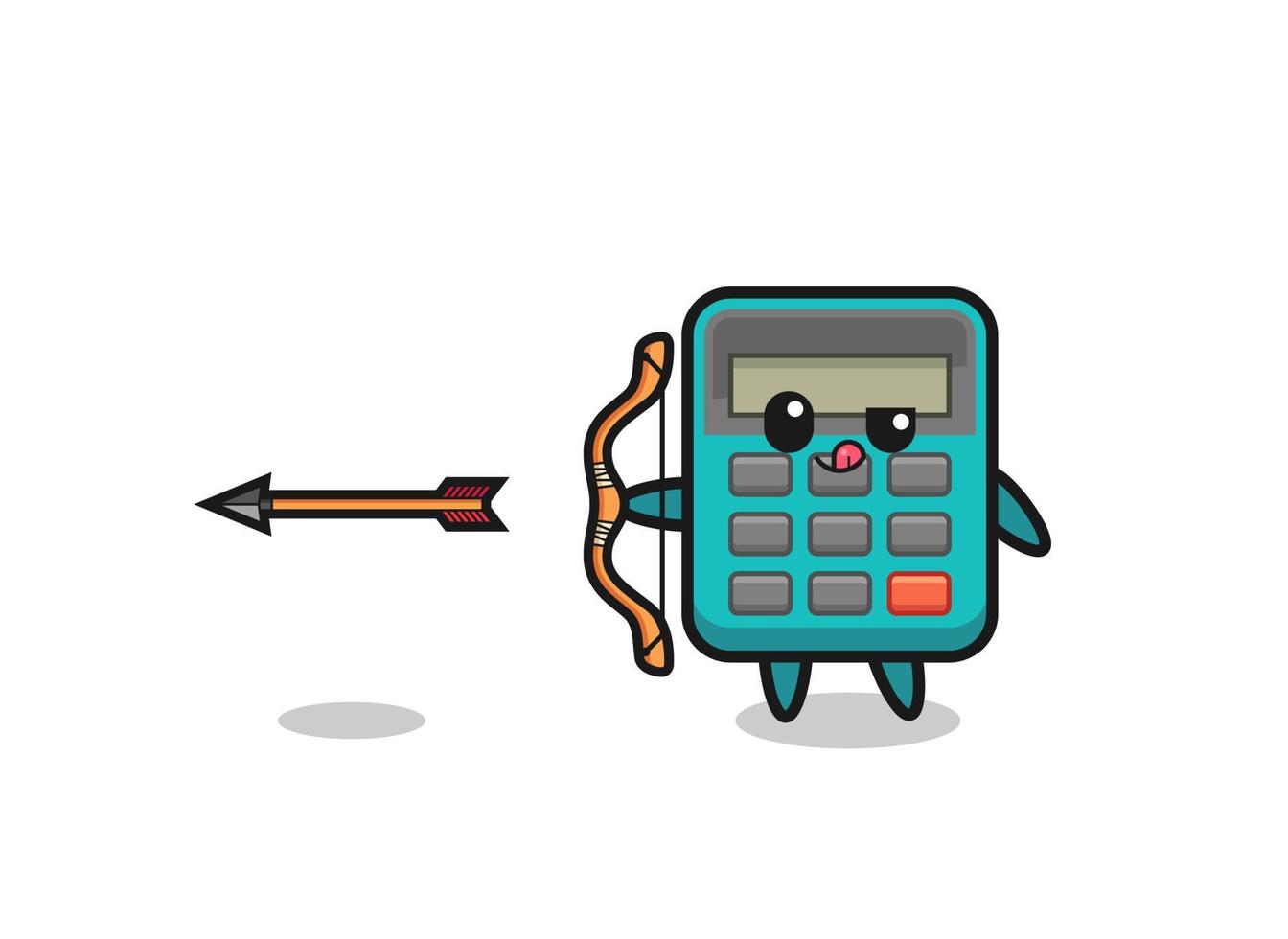 illustration of calculator character doing archery vector