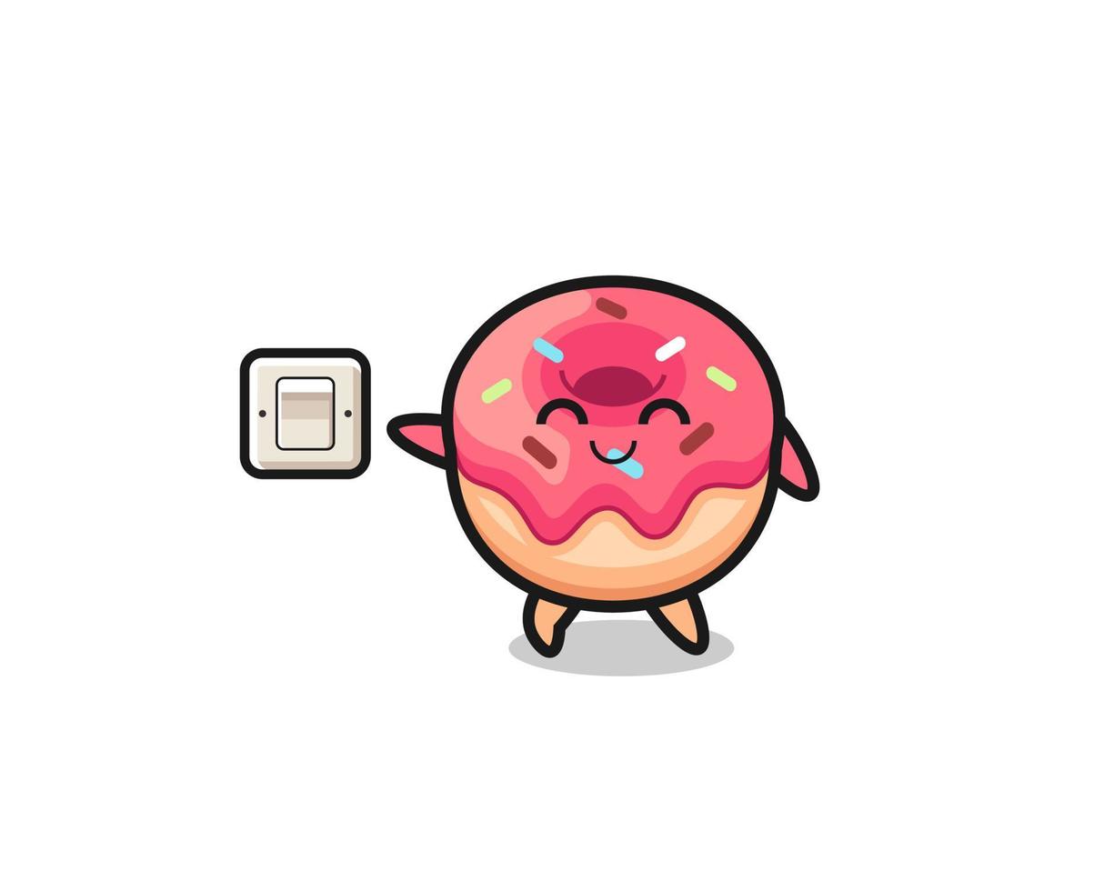 cartoon doughnut is turning off light vector