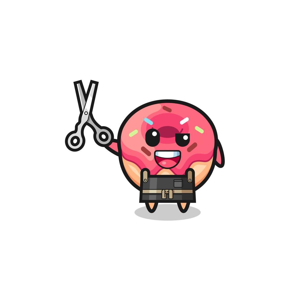 doughnut character as barbershop mascot vector