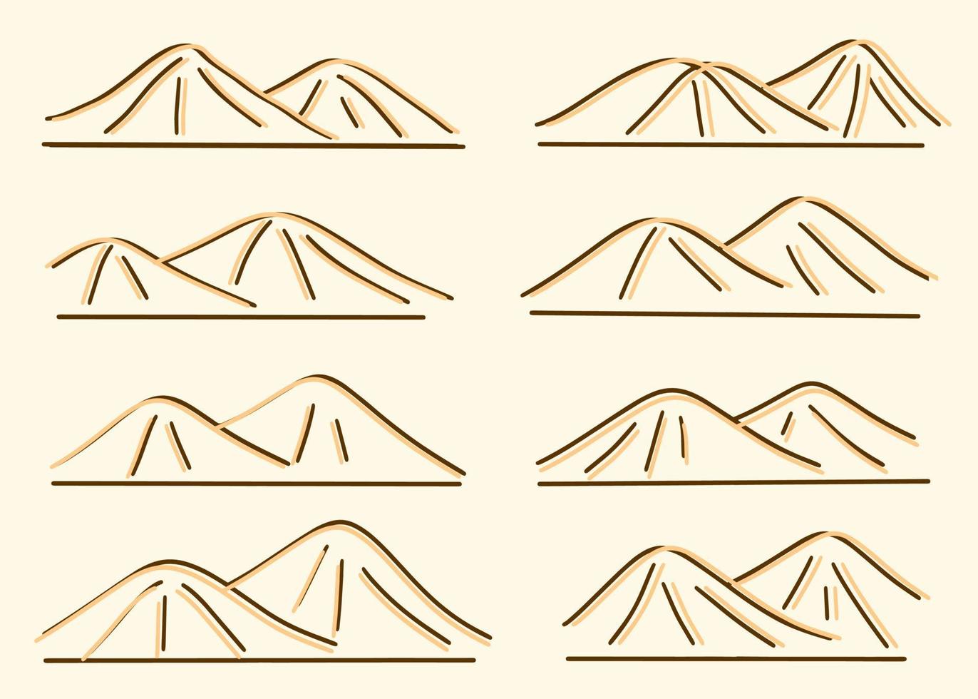 Mountain Set Simple Modern Line Art illustration vector