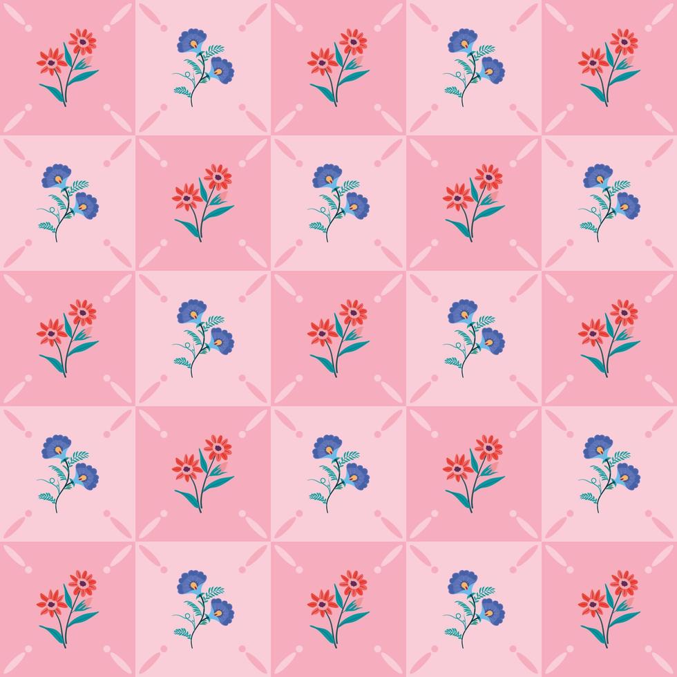 Flower pattern in square pinky colors design for decorating, wallpaper, wrapping paper, fabric, backdrop and etc. vector