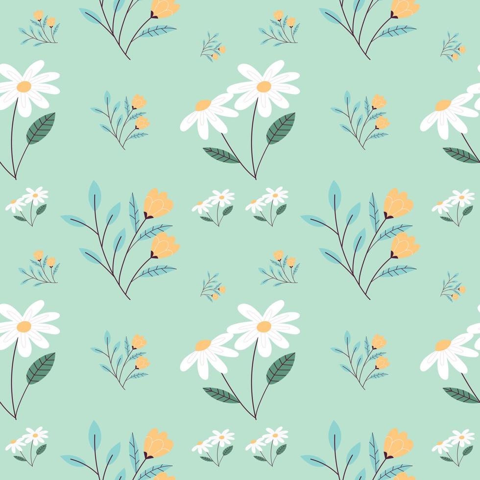Flower pattern green pastel background design for decorating, wallpaper, wrapping paper, fabric, backdrop and etc. vector