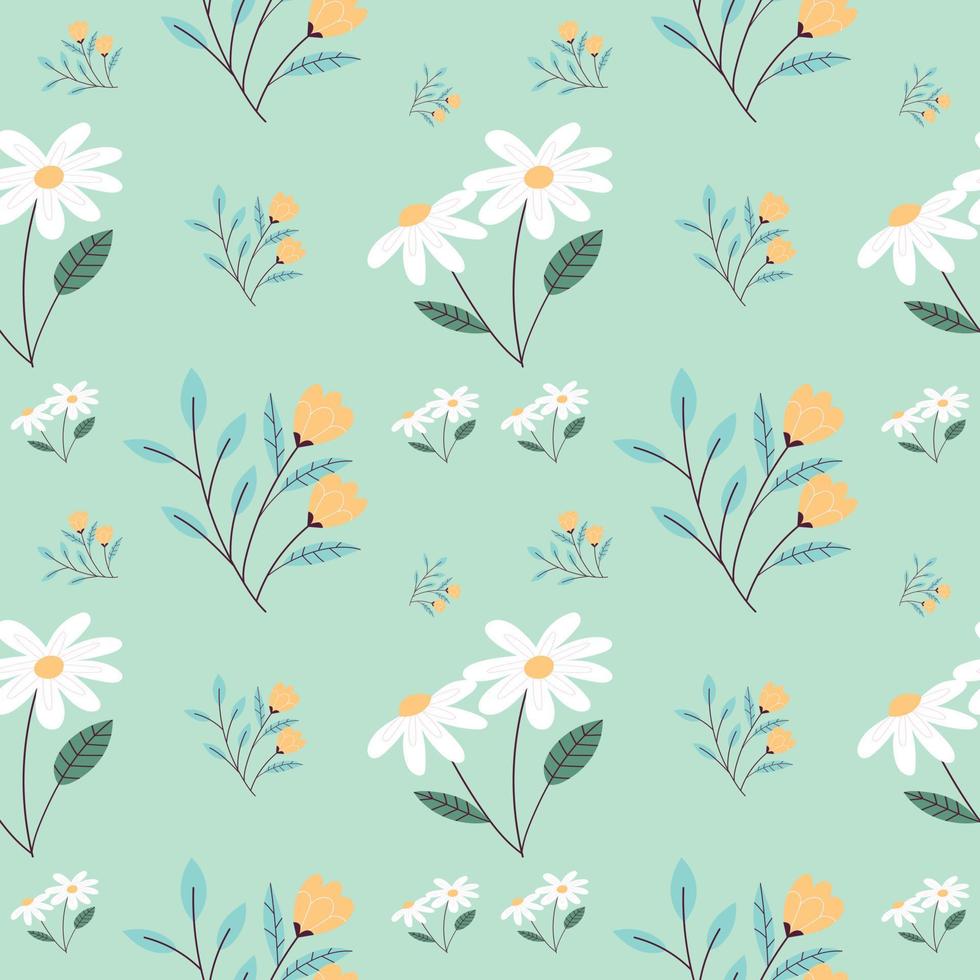 patrón de flores diseño de fondo verde pastel para decorar, papel tapiz, papel de regalo, tela, telón de fondo, etc. vector