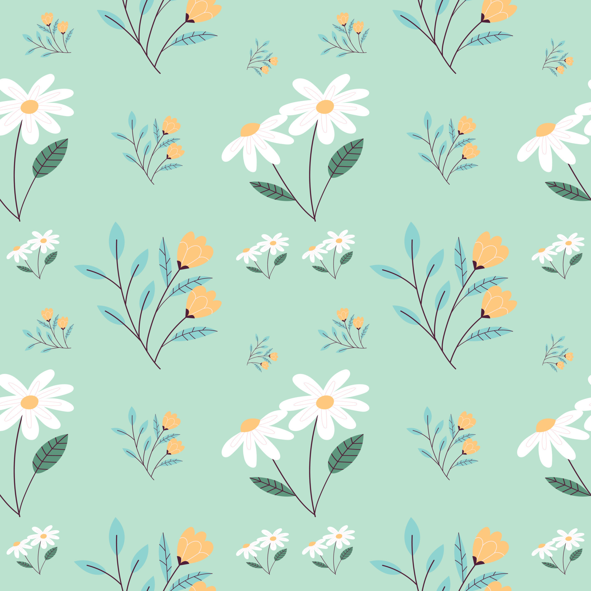 Flower pattern green pastel background design for decorating, wallpaper, wrapping  paper, fabric, backdrop and etc. 4648774 Vector Art at Vecteezy