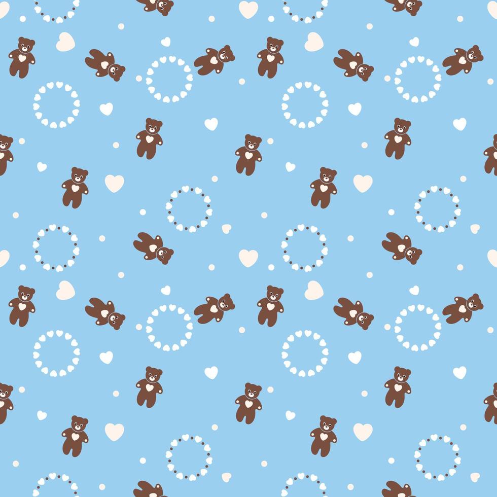 bear pattern on blue backgound design for decorating, wallpaper, wrapping paper, fabric, backdrop and etc. vector