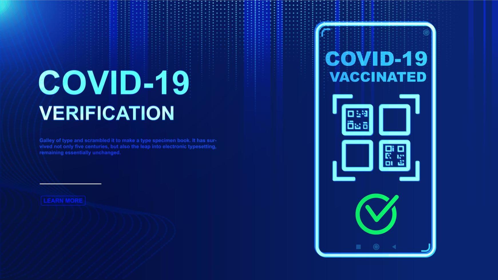 COVID-19 QR code authentication certificate. Vaccination and immunity personal passport. Mobile phone QR code for scanning and verification. Concept of safety against coronavirus. vector