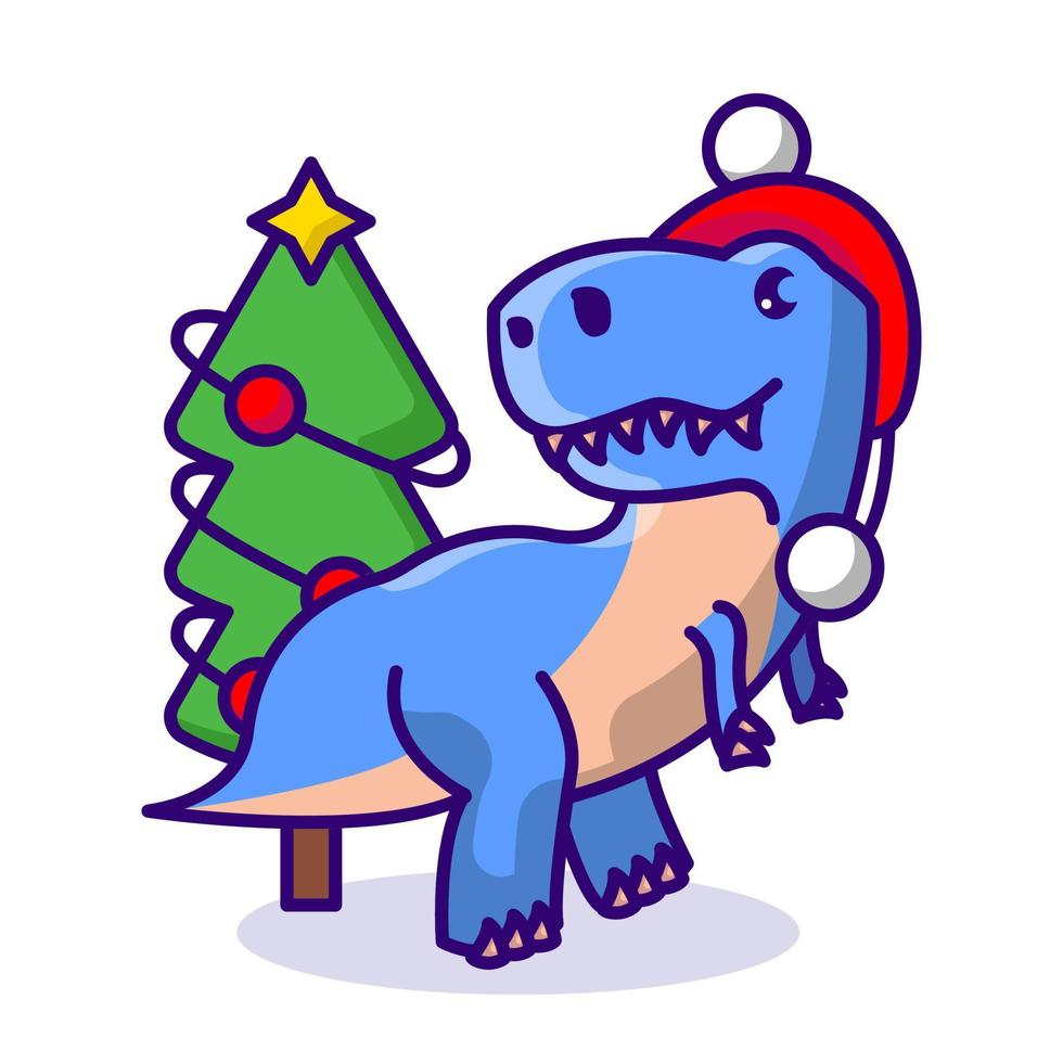 Christmas dino mascot vector