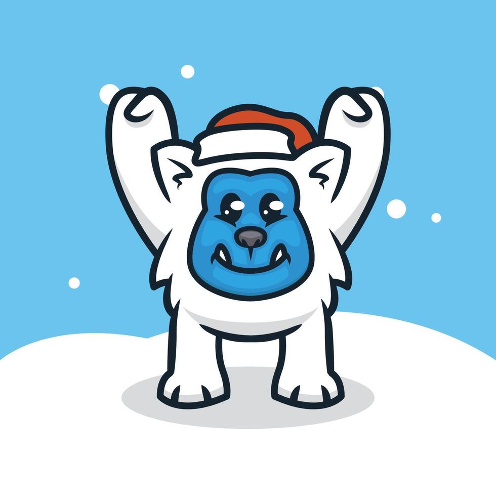 lindo yeti navidad vector