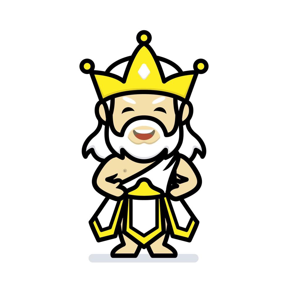 Cute poseidon mascot vector