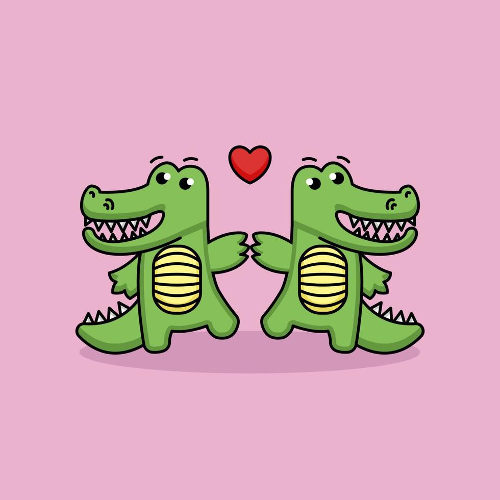 pareja de cocodrilos san valentin vector