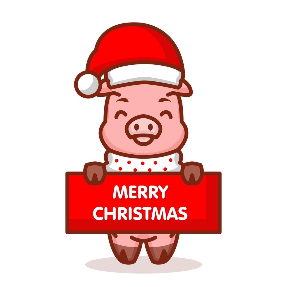 Cute christmas pig vector