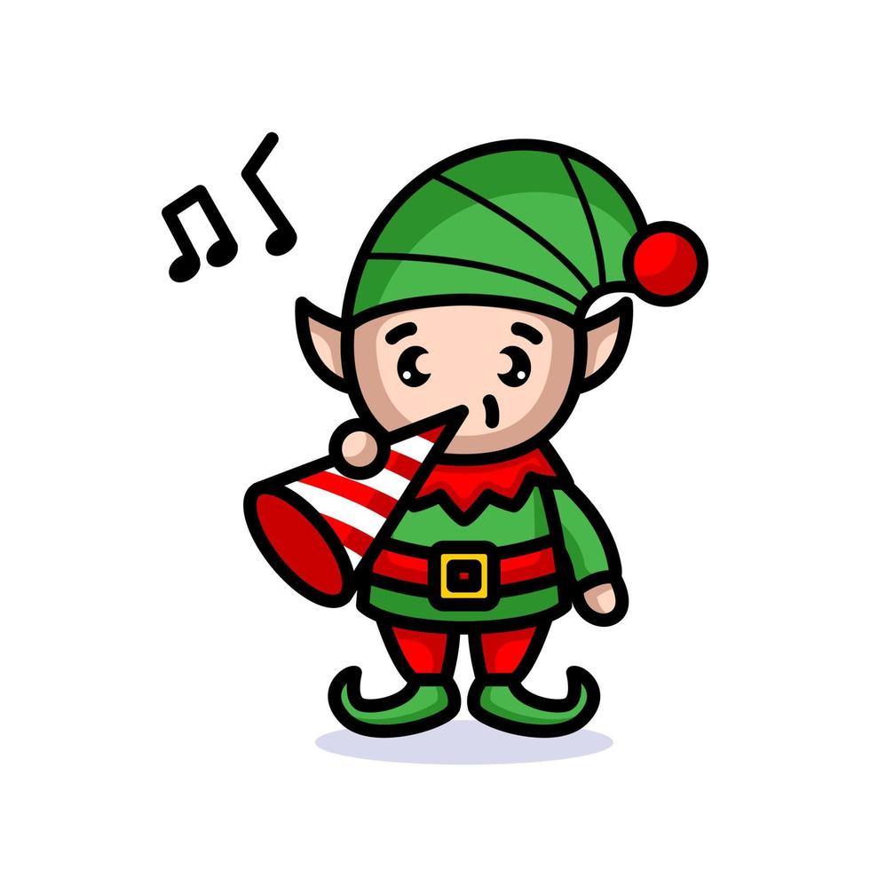 Cute elves Christmas mascot vector