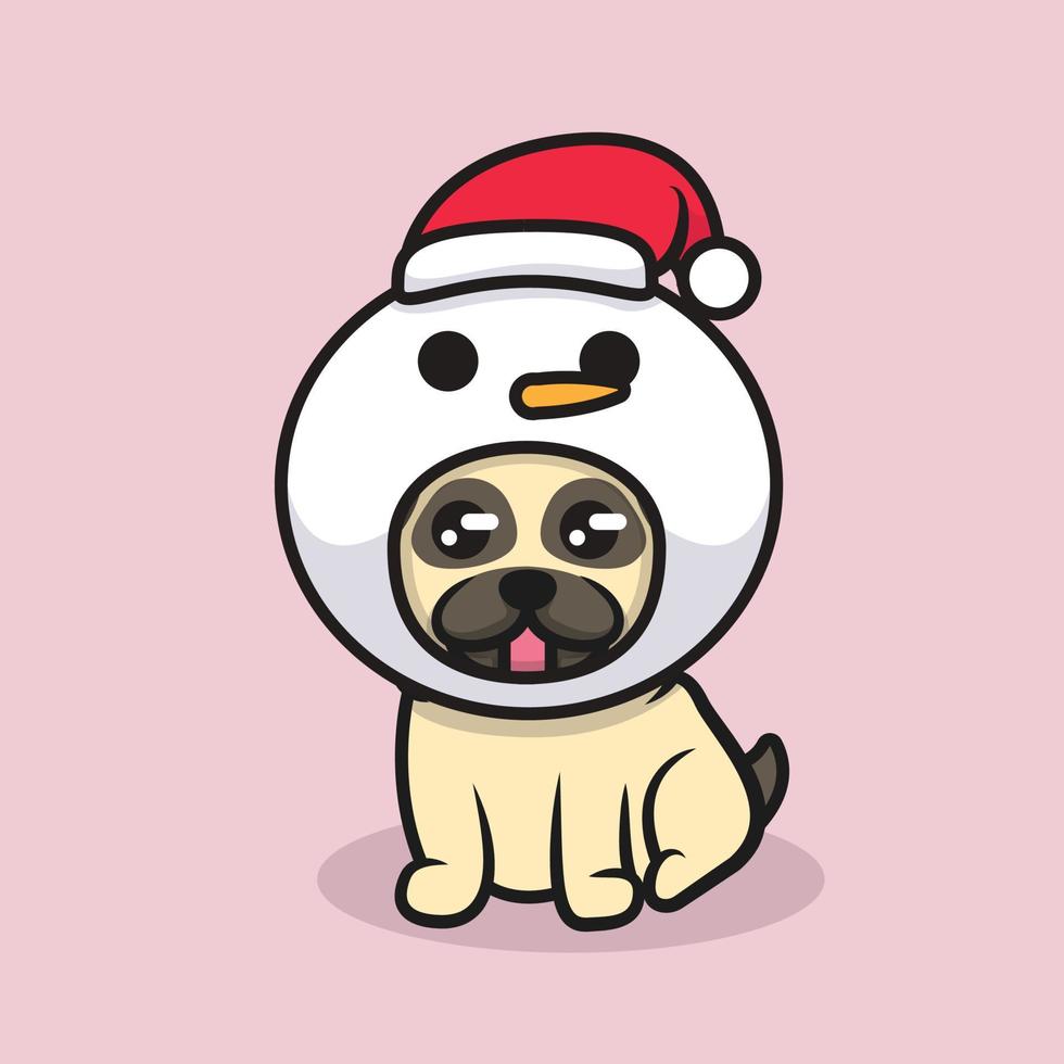 mascota de pug de Navidad vector