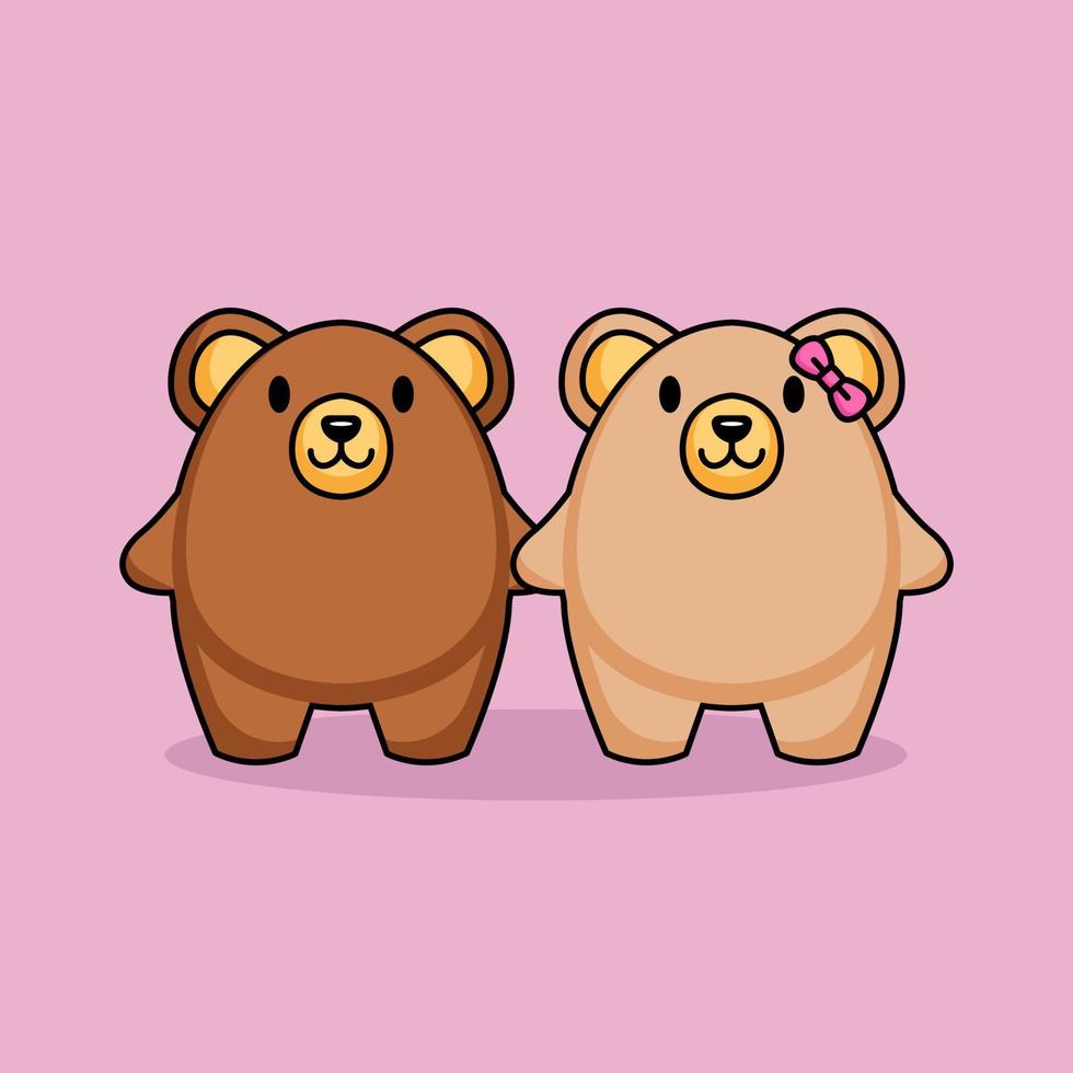 cute couple bear vector