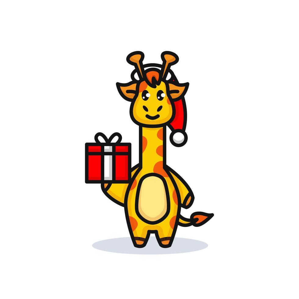 Christmas Giraffe mascot vector