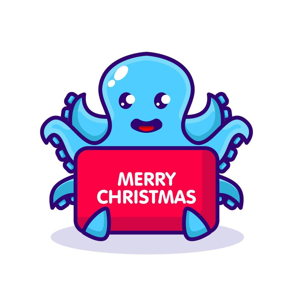 christmas octopus mascot vector