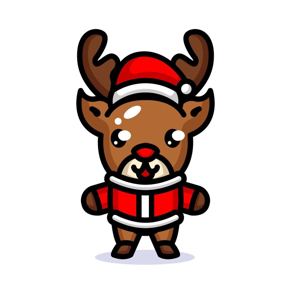 Cute Christmas Reindeer mascot vector