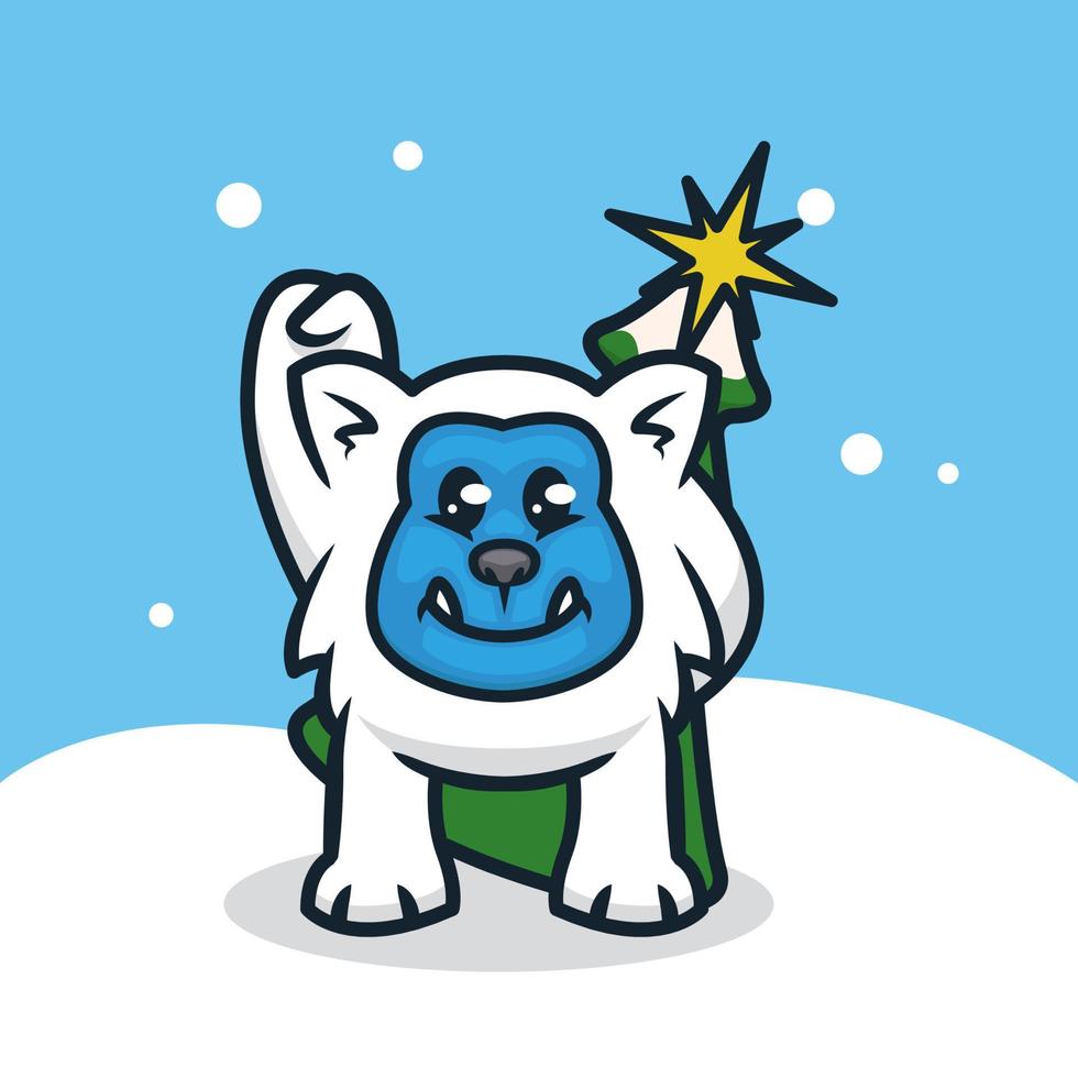 Cute yeti christmas vector