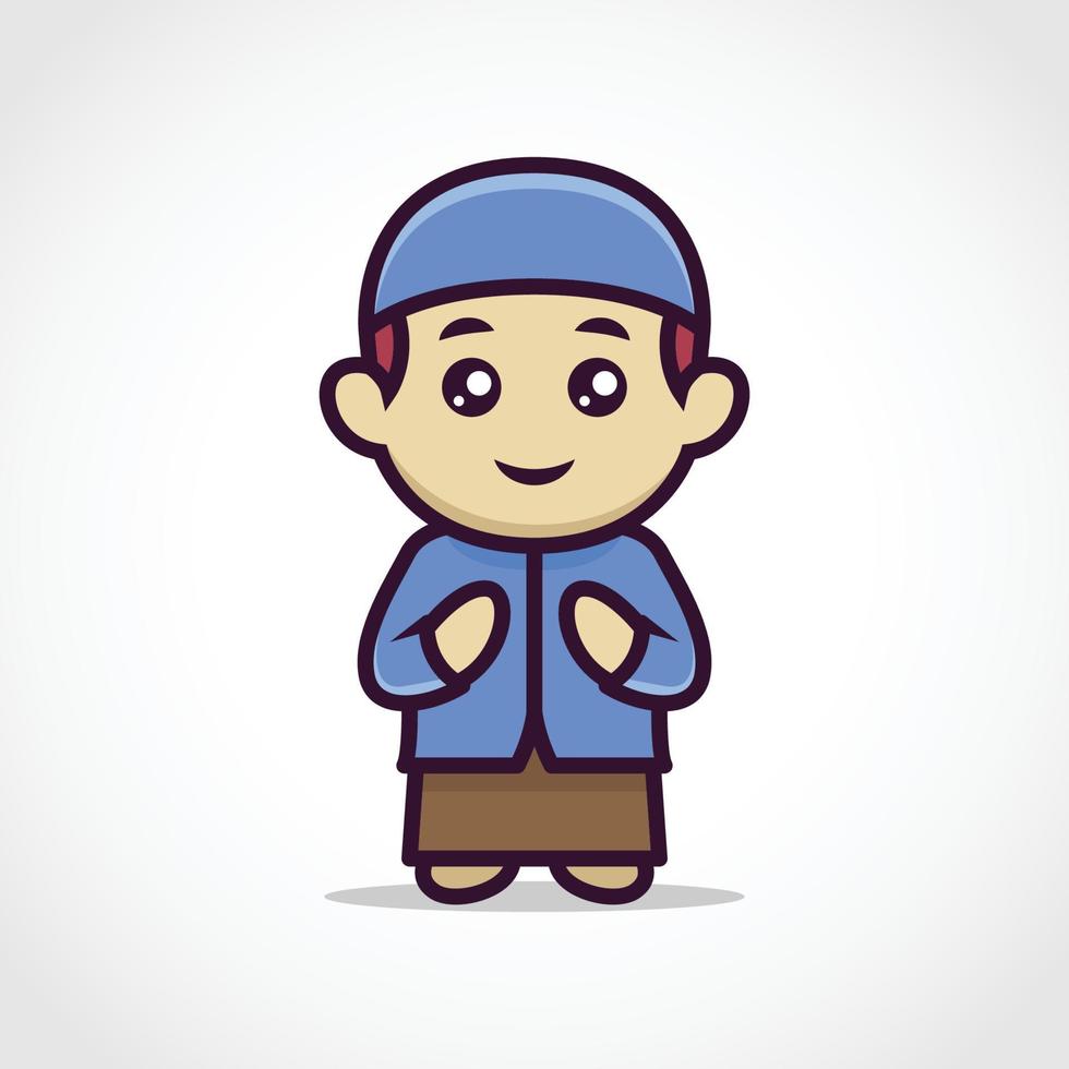 Cute muslim character mascot design vector