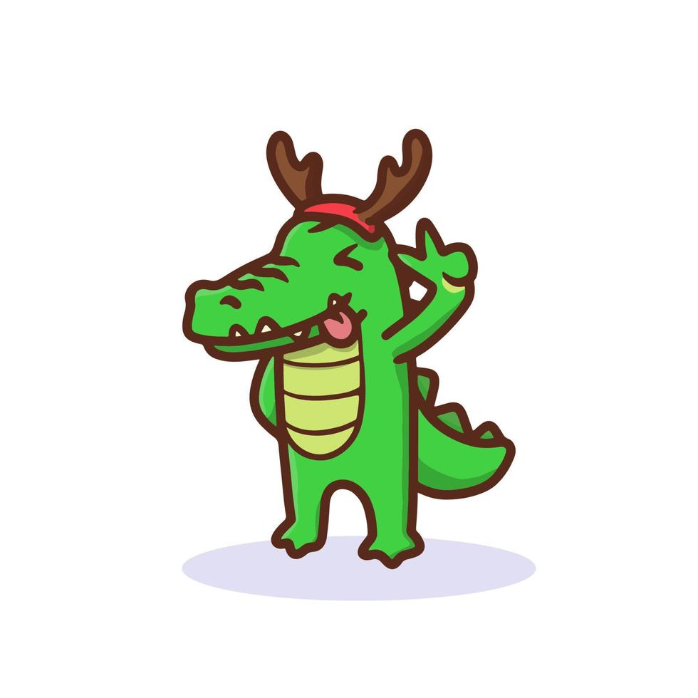 Crocodile christmas mascot vector